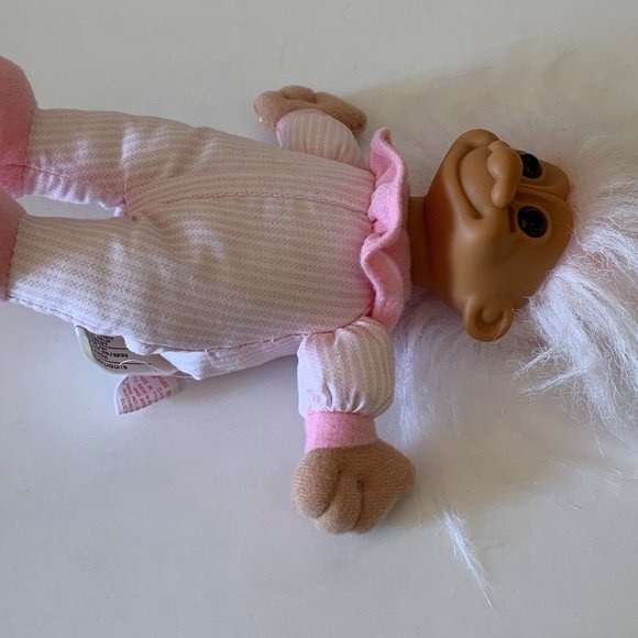 Vintage Russ Troll Doll - Baby w/ Pink Hair & Clothes - Plastic - Picture 9 of 11
